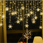 LED Snowflake Curtain Lights 8 Modes IP44 Splashproof