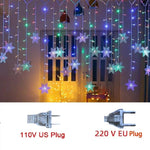 LED Snowflake Curtain Lights 8 Modes IP44 Splashproof