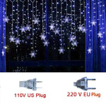 LED Snowflake Curtain Lights 8 Modes IP44 Splashproof