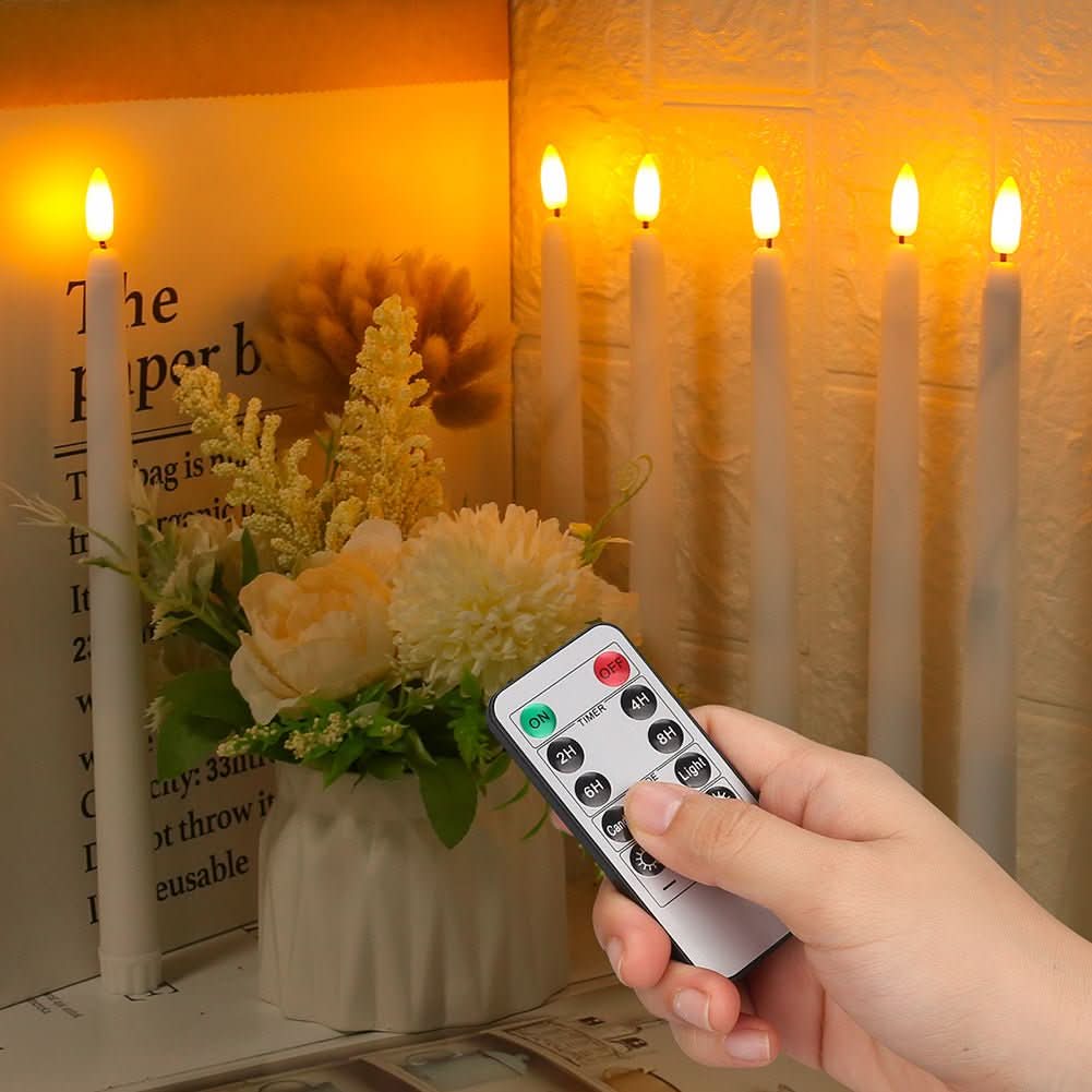 LED Taper Candles Flameless Remote-Controlled Dimmable With Timer