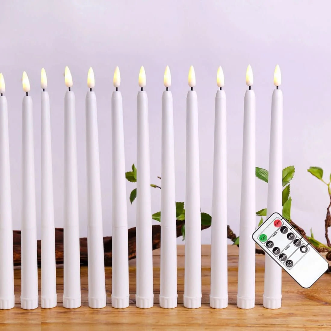 LED Taper Candles Flameless Remote-Controlled Dimmable With Timer