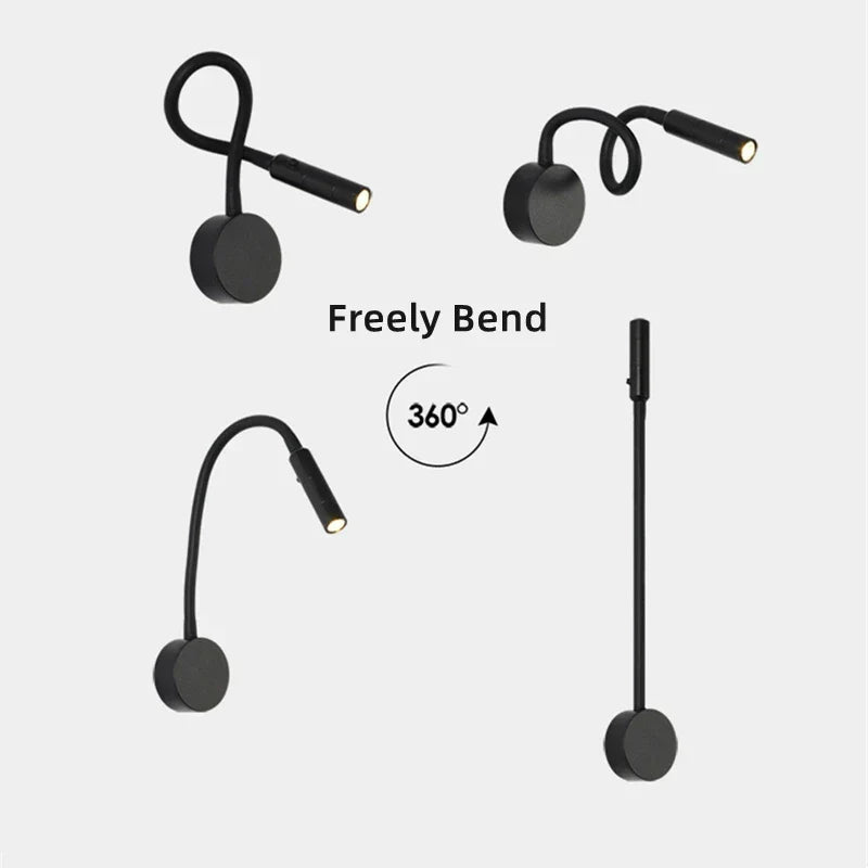 LED Wall Lamp Adjustable Gooseneck Color Temperature Options