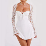 Lace Mini Dress Long Sleeve Backless Lace-Up Corset Style