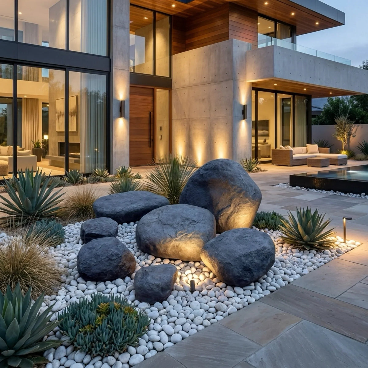 Landscaping Rock Set Fiberglass UV-Resistant Fixture Covers