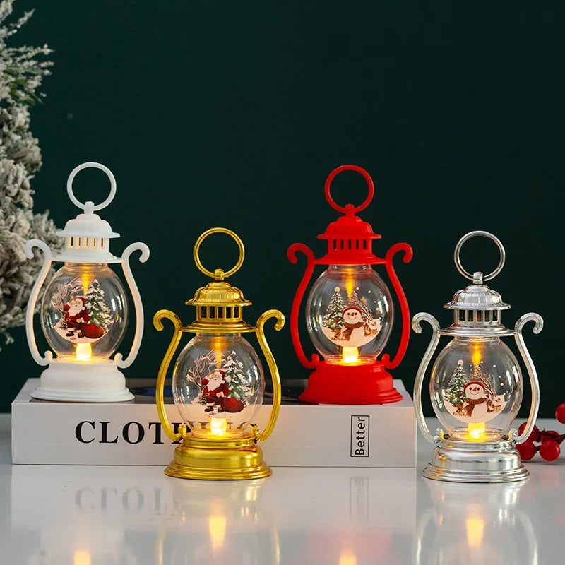 Lantern Glass & Metal Festive Motifs Soft Warm Light