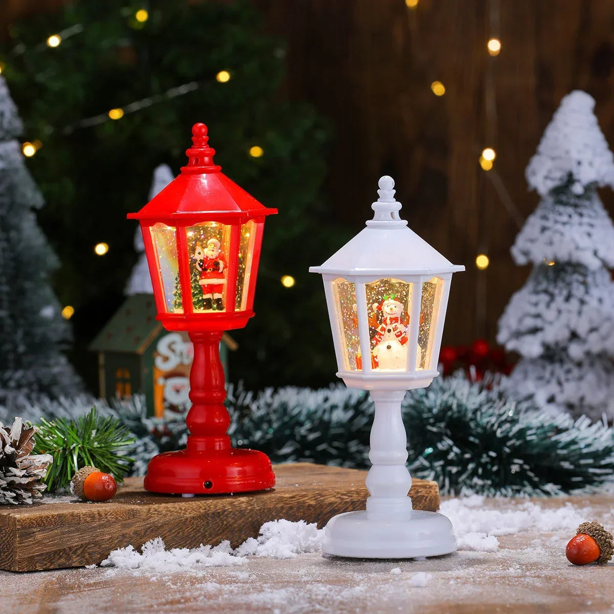 Lantern Santa Figurine Energy-Efficient LED Indoor & Outdoor