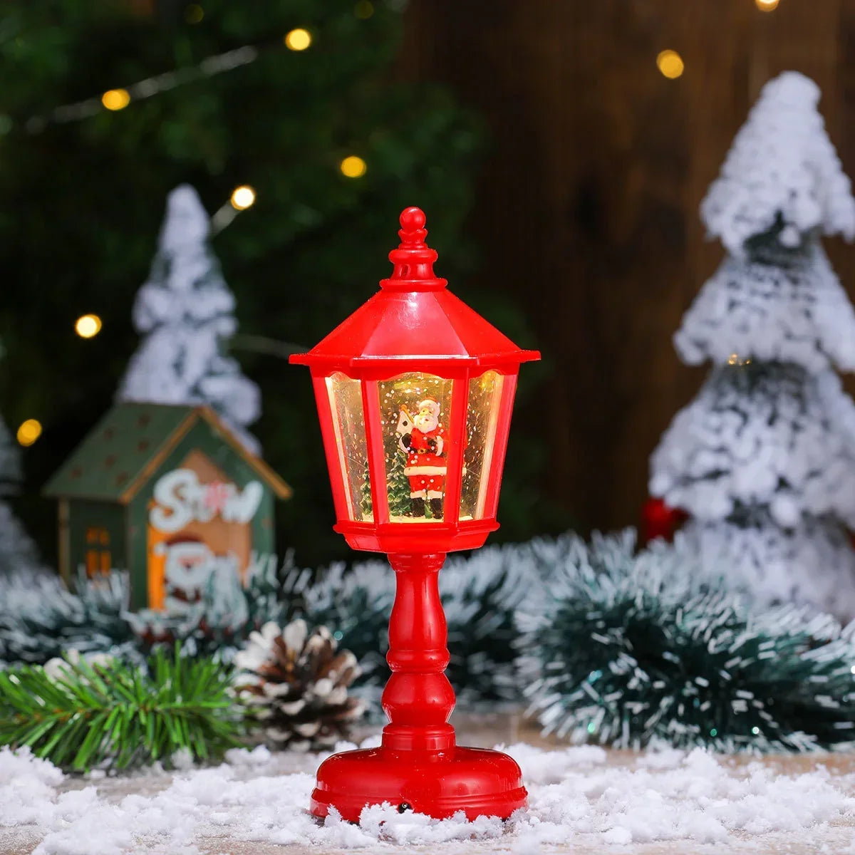 Lantern Santa Figurine Energy-Efficient LED Indoor & Outdoor