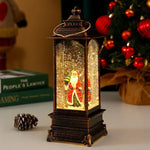 Lantern Snowfall Glitter Effect Battery Operated Metal & Glass