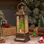 Lantern Snowfall Glitter Effect Battery Operated Metal & Glass
