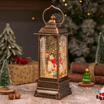 Lantern Snowfall Glitter Effect Battery Operated Metal & Glass