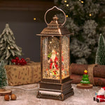 Lantern Snowfall Glitter Effect Battery Operated Metal & Glass