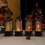 Lantern Snowfall Glitter Effect Metal & Glass Battery Operated