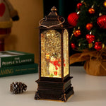 Lantern Snowfall Glitter Effect Metal & Glass Battery Operated