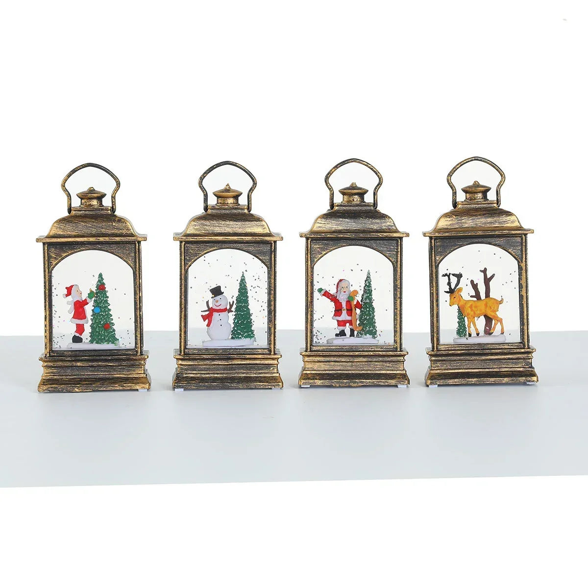 Lantern Snowman & Tree Scene Warm LED