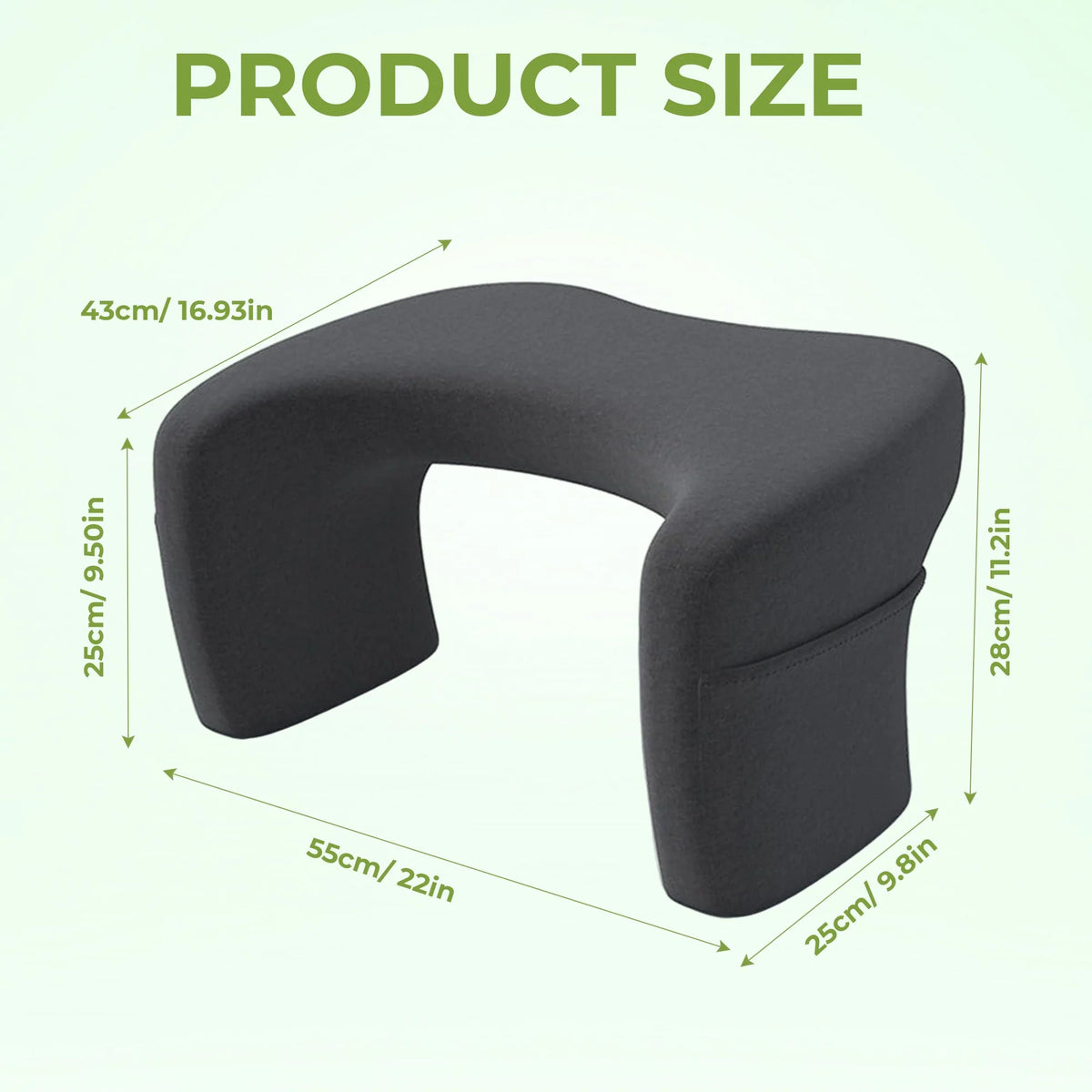 Lap Desk Pillow Ergonomic Backrest Built-In Armrests & Side Pocket
