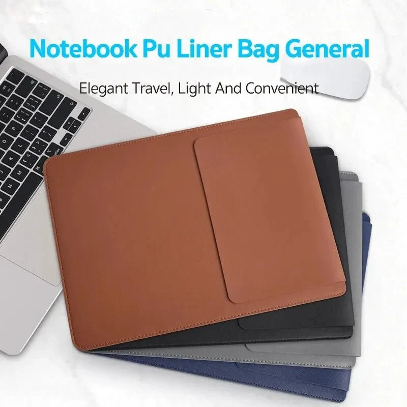 Laptop Sleeve PU Leather Plush Lining Mouse Pad Function