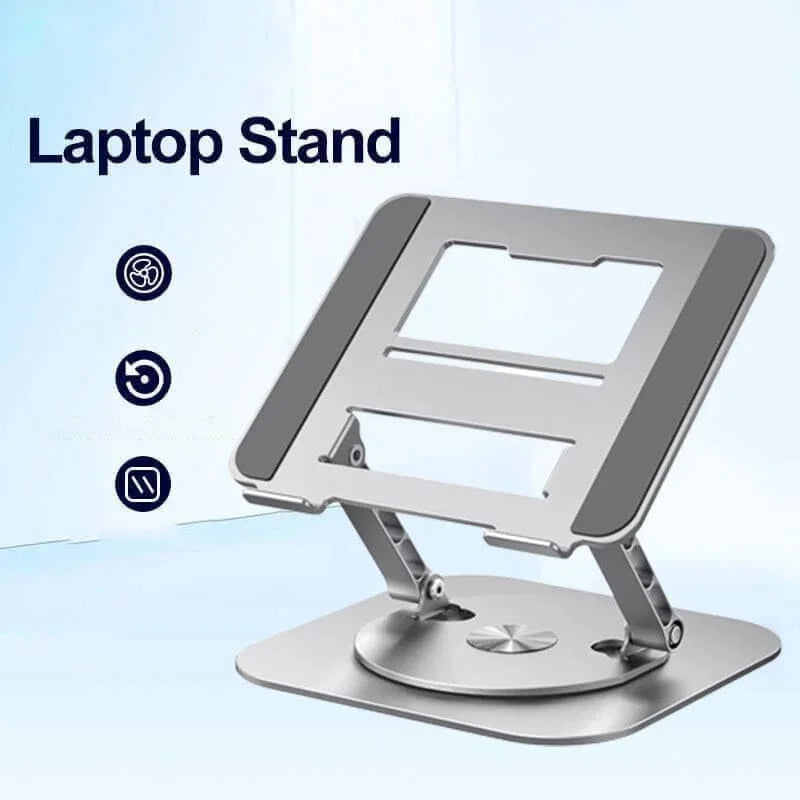 Laptop Stand 360° Rotating Adjustable Aluminum & Silicone Pads