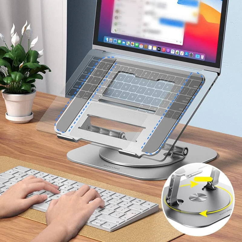 Laptop Stand 360° Rotating Adjustable Aluminum & Silicone Pads