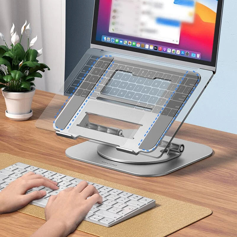 Laptop Stand 360° Rotating Adjustable Aluminum & Silicone Pads