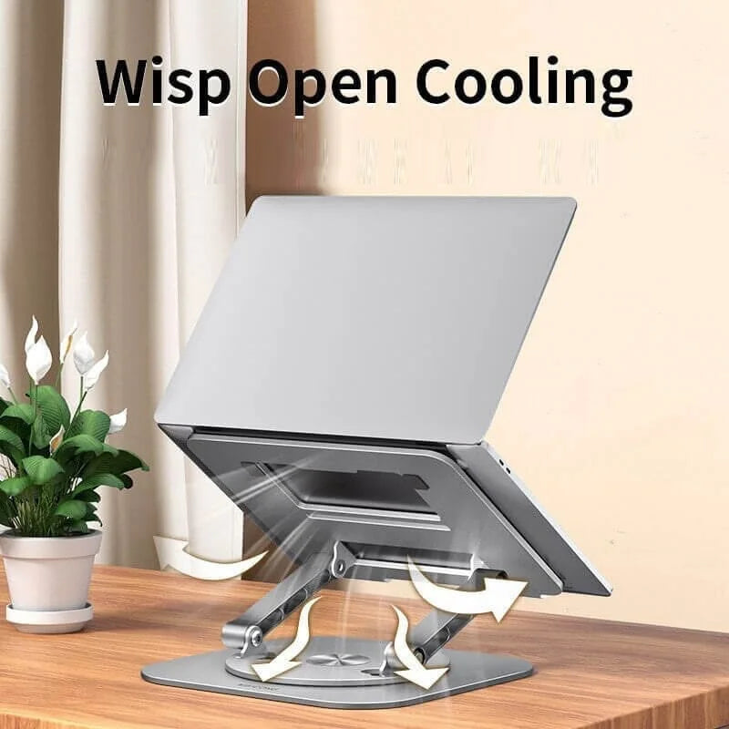 Laptop Stand 360° Rotating Adjustable Aluminum & Silicone Pads