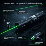 Laser Pointer Green USB Rechargeable Anodized Metal Body