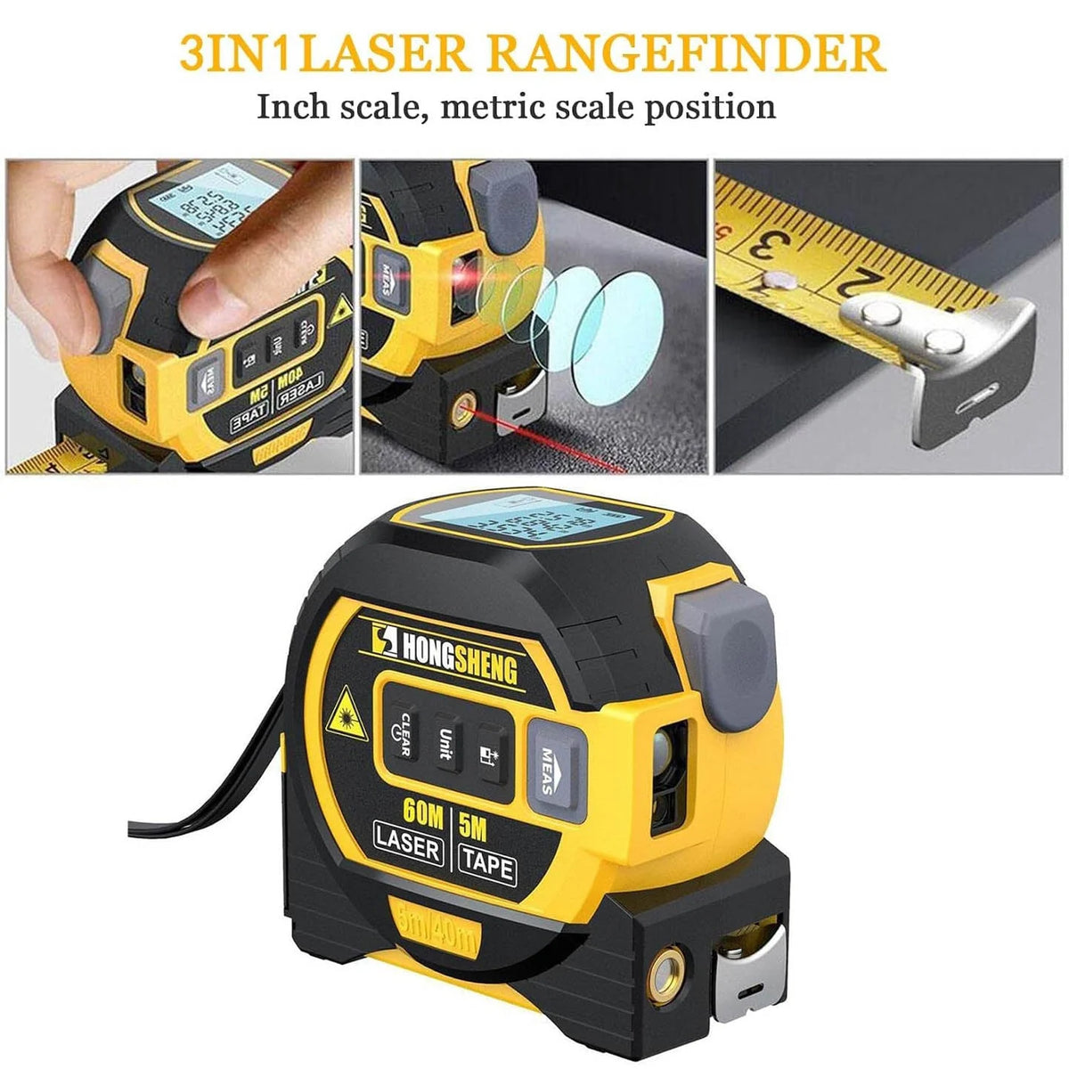 Laser Tape Measure 197 Ft Rangefinder 16 Ft Tape