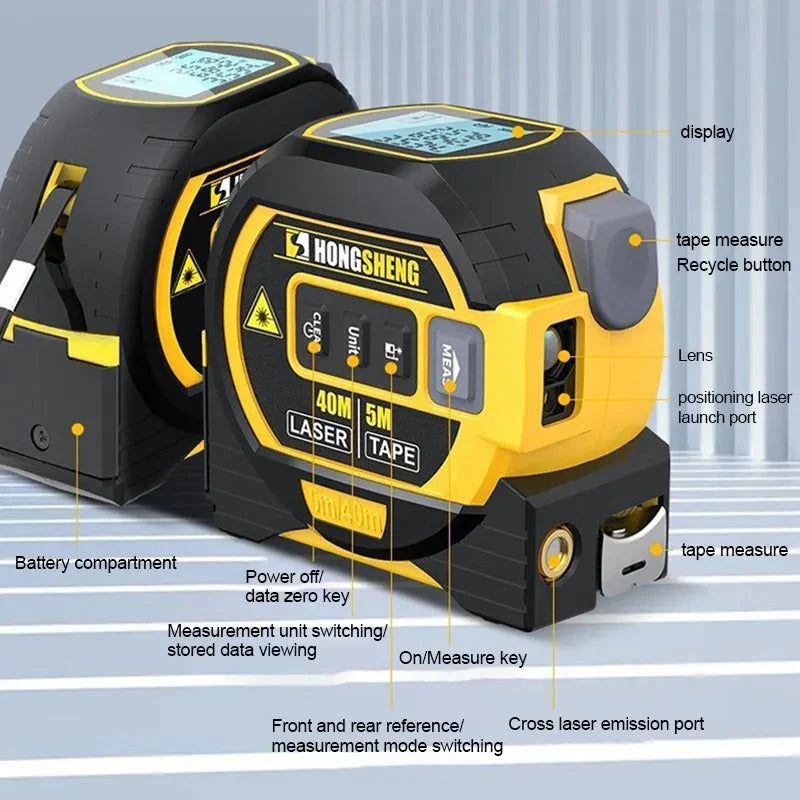 Laser Tape Measure 197 Ft Rangefinder 16 Ft Tape