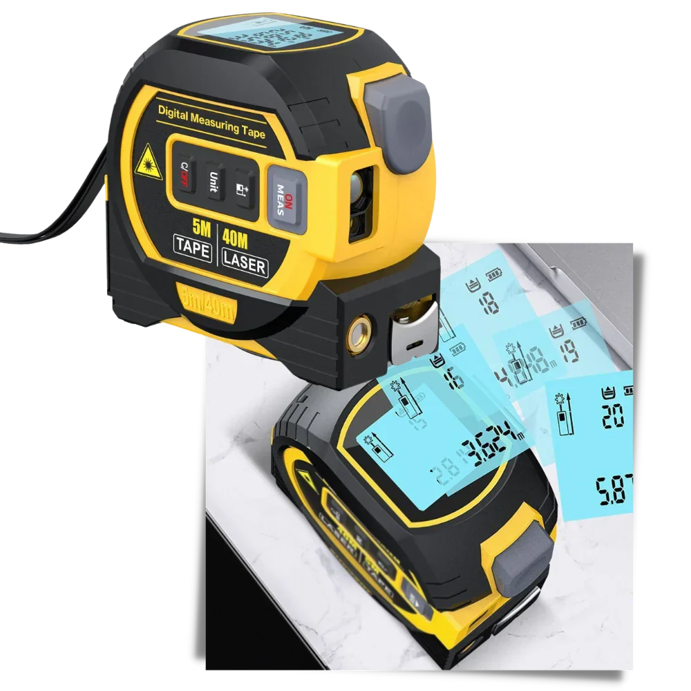 Laser Tape Measure Distance Area & Volume Backlit LCD