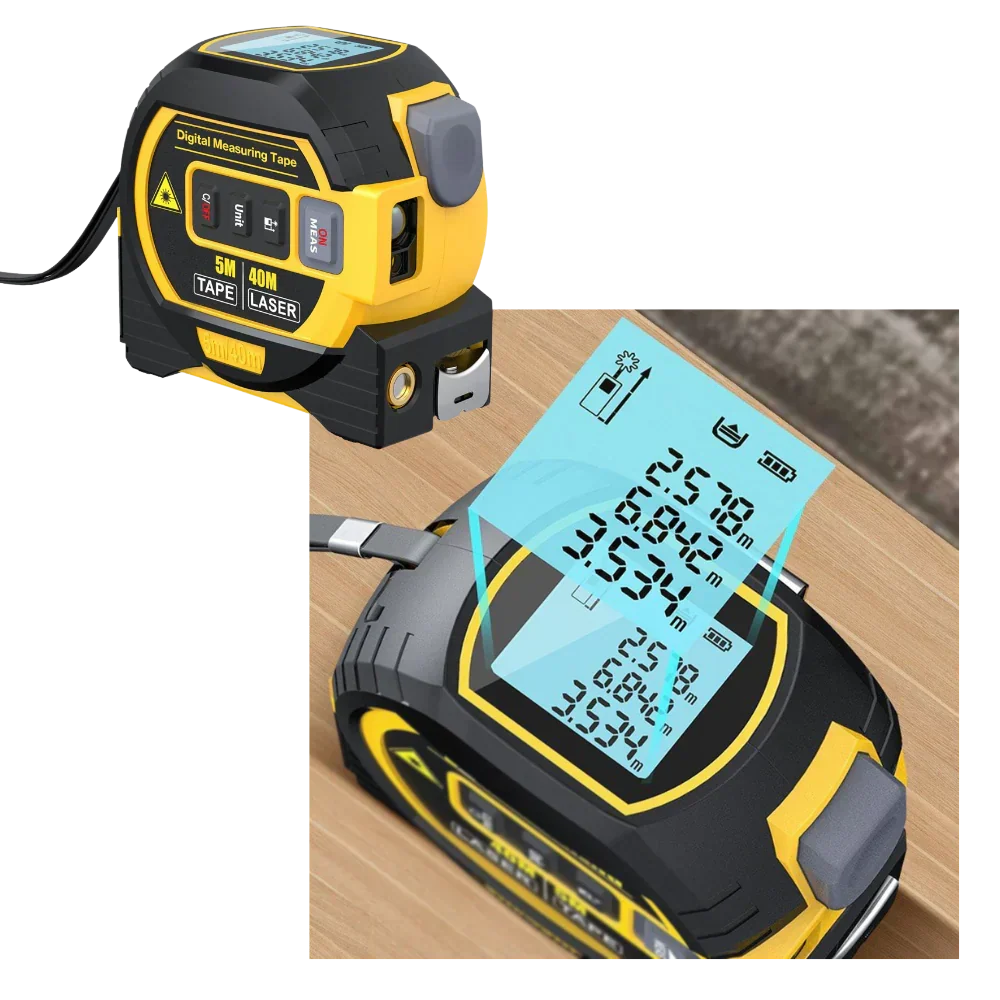Laser Tape Measure Distance Area & Volume Backlit LCD