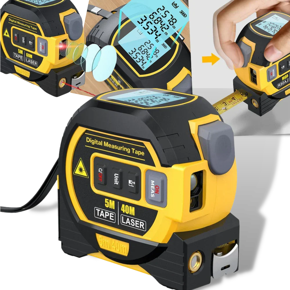 Laser Tape Measure Distance Area & Volume Backlit LCD