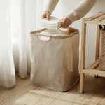 Laundry Basket Cotton Linen Foldable Space-Saving With Handles