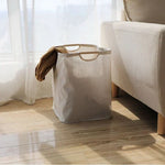 Laundry Basket Cotton Linen Foldable Space-Saving With Handles