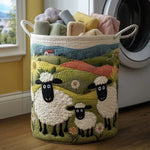 Laundry Basket Hand-Quilted Appliqué Reinforced Handles 60L Capacity