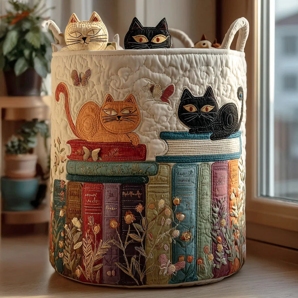 Laundry Basket Quilted Cotton Blend Foldable Self-Standing