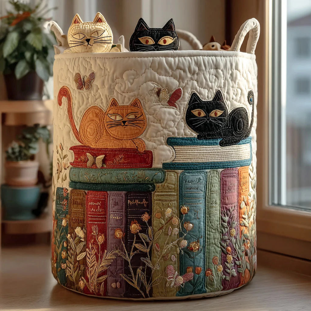Laundry Basket Quilted Foldable With Carry Handles