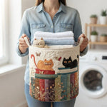 Laundry Basket Quilted Foldable With Carry Handles