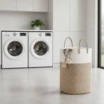 Laundry Basket Woven Cotton Foldable Breathable with Carry Handles