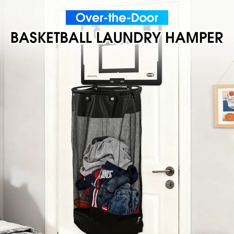 Laundry Hamper Basketball Hoop Design Breathable Mesh