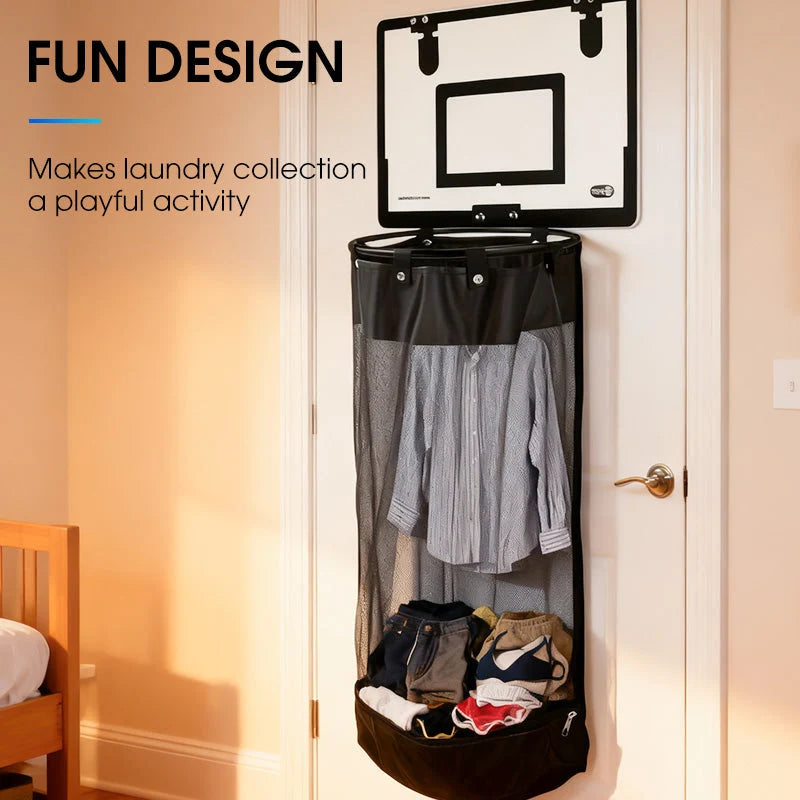 Laundry Hamper Basketball Hoop Design Breathable Mesh