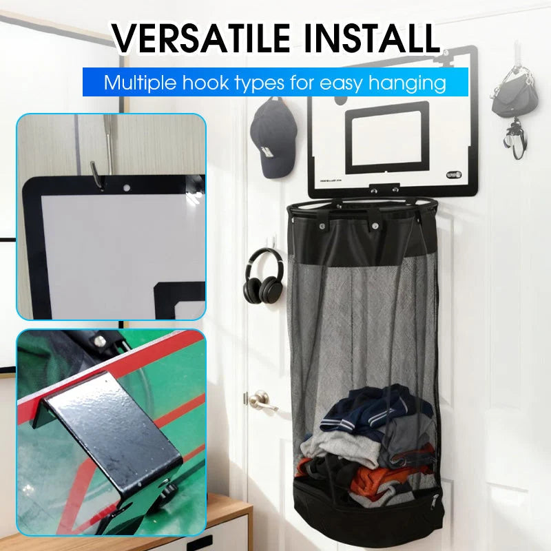 Laundry Hamper Basketball Hoop Design Breathable Mesh