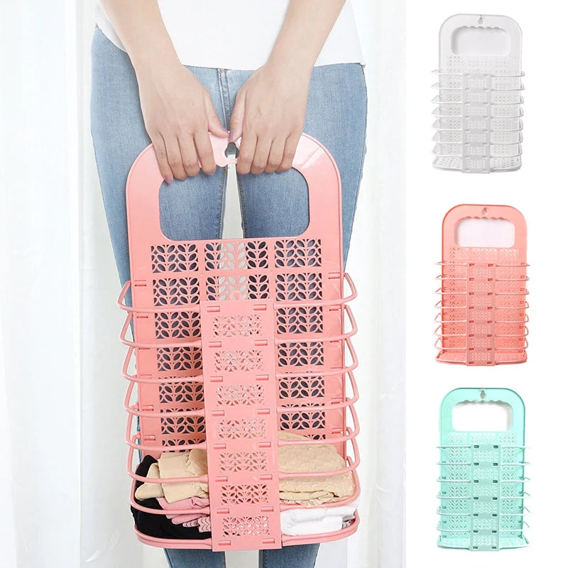 Laundry Storage Basket Wall-Mounted Foldable No-Drill Installation Holds 22 Lb+