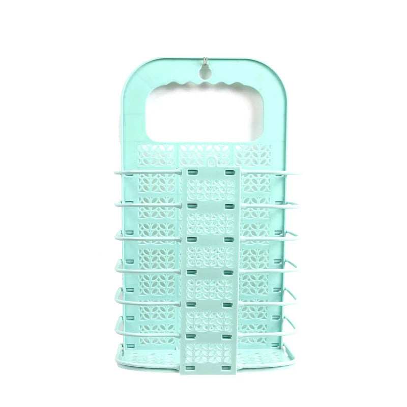 Laundry Storage Basket Wall-Mounted Foldable No-Drill Installation Holds 22 Lb+