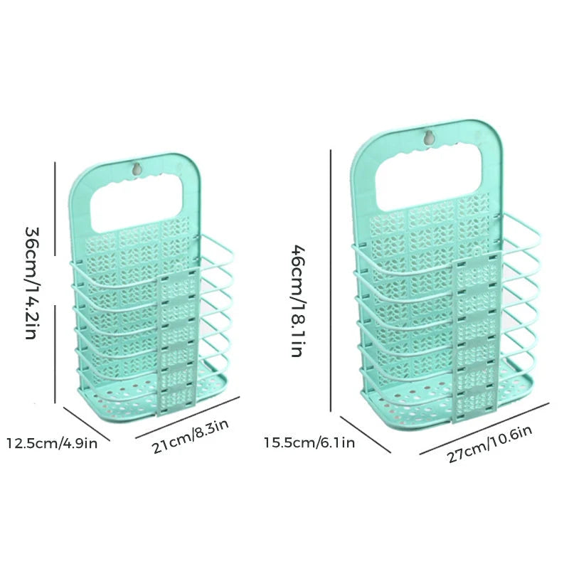 Laundry Storage Basket Wall-Mounted Foldable No-Drill Installation Holds 22 Lb+