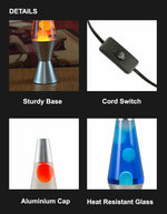 Lava Lamp Retro Glass and Metal Warm Glow Wax Motion