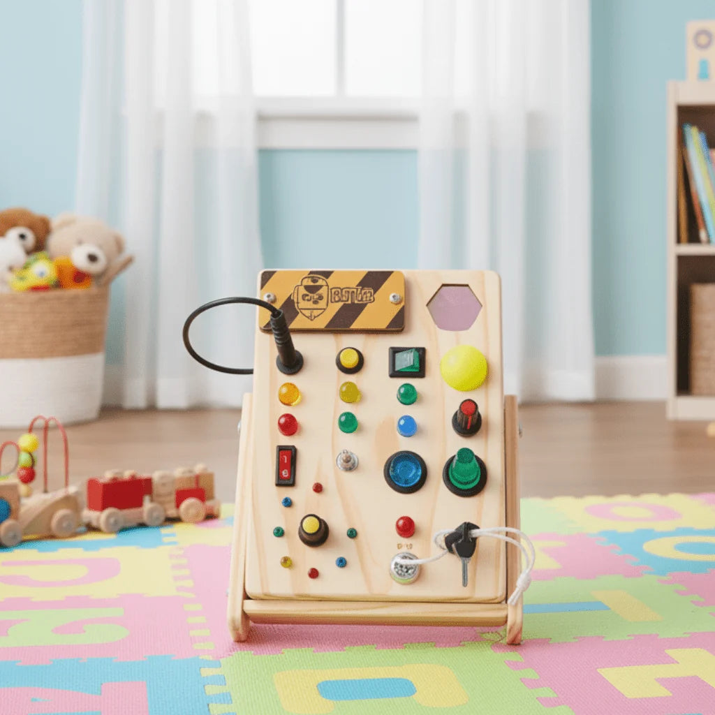 Learning Board Wooden Interactive LED Switches Fine Motor Skills Development