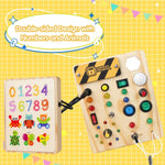 Learning Board Wooden Interactive LED Switches Fine Motor Skills Development