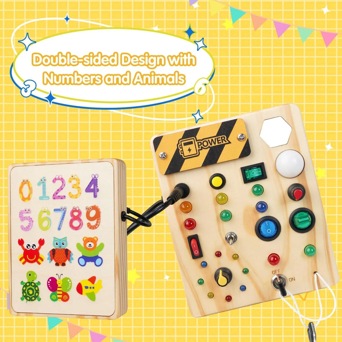 Learning Board Wooden Interactive LED Switches Fine Motor Skills Development