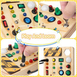 Learning Board Wooden Interactive LED Switches Fine Motor Skills Development