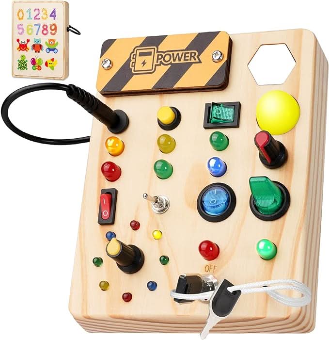 Learning Board Wooden Interactive LED Switches Fine Motor Skills Development
