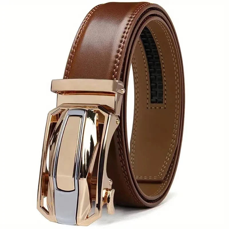 Leather Belt Genuine Leather Auto-Lock Buckle Precise Fit